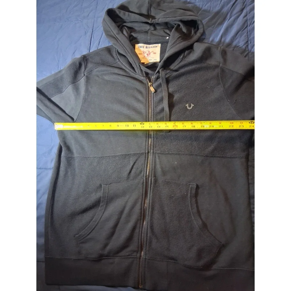 True Religion‎ Hoodie Mens 2XL Black Full Zip Fleece World Tour Buddha Y2K